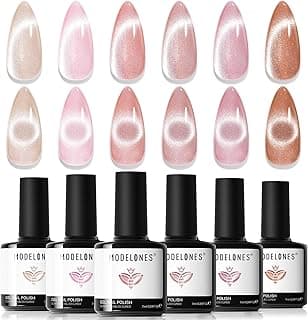 modelones Esmalte de gel Cat Eye, 6 cores de esmalte de gel nude rosa com glitter marrom com ímã Sparkle Galaxy Series Kit de esmalte de unhas de imersão Led Art Manicure Salon DIY Gifts com 10% de desconto por R$ 71,09 na amazon