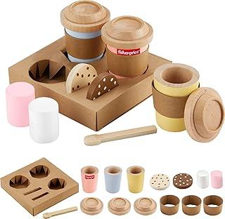 Fisher-Price Brinquedo para Bebês Conjunto Meu Primeiro Cappuccino de Madeira para crianças a partir de 3 anos