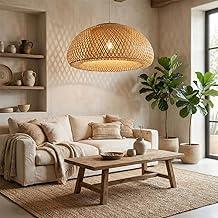 Luminária de Teto Lustre Pendente Bambu Fundamentum Malibu Fio Branco Rústico 43cm