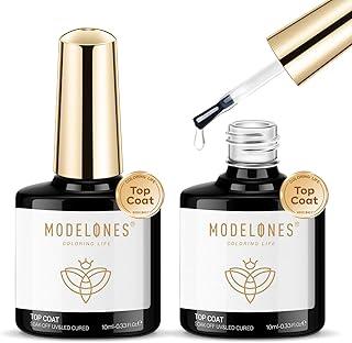 Modelones Gel Top Coat, 2Pcs 10ml Acabamento Brilhante Transparente Sem Arranhão Top Coat Esmalte em Gel de Verão, Unhas de Acrílico Soak Off Lâmpada de Unhas Nail Art Manicure Profissional e Doméstica