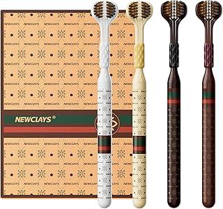 OralGos Escova de Dente 3 Lados, Kit com 4 Unidades, Design de Limpeza Tripla, Cerdas Super Macias e Densas, Escova Adulto, Embalagem Premium para Presente, Ideal para Gengivas Sensíveis, para Uso em Família ou para Presentear