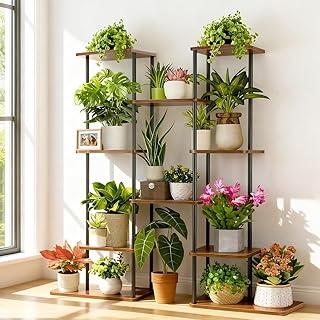 Suporte para Plantas, Estante para Plantas, Rateleira Alta Para Vários Vasos de Planta, Suportes de Flores de Madeira