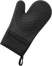 Luva de Silicone Térmica Resistência Suporta calor até 220°C Forro Interno Macio À Prova de Calor Antiderrapante e Impermeável Luva Para Forno e Fogão Premium Segurança e Conforto (Preto)