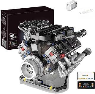 Blocos de Montar Construção de Motor V8 Modelo STEM Brinquedos 715 Peças com Luzes