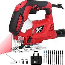 Serra Tico Tico 850w Variável Profissional Com Laser, 6 Velocidades variáveis 3000 rpm Ângulo de inclinação 45° com 10 Lâminas Madeira Metal Corte de madeira, metal e plástico (220v)