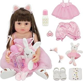 Brastoy Bebê Reborn Boneca Silicone Menina Original (55cm Menina Boneca Rosa)