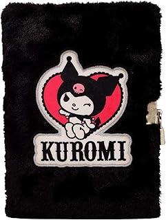 Zonacriativa - Caderno de Pelúcia Kuromi Sanrio com Cadeado e 80 folhas | Ideal para diário, anotações e guardar segredos com toque macio