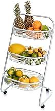 Metaltec Fruteira De Aço Montada Com Rodinhas Carrinho Organizador De Chão 3 Cestos Multiuso Para Cozinha Estrutura Reforçada - Branco