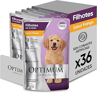 Pack Ração Úmida Optimum Sachê para Cães Filhotes Frango 100 g - 36 unidadaes