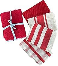 Jogo 4 Panos de Prato Pano de Copa Algodão 60x40cm Vermelho Estampado