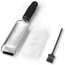 Ralador de Aço Inoxidável com Furos Grossos, Ralador de Cozinha Preto, Ideal para Queijo, Limão, Alho, Noz-moscada, Chocolate, Frutas, Legumes e Gengibre