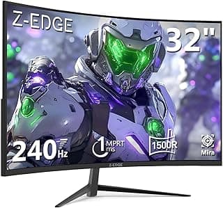 Monitor Gamer Curvo 32 polegadas Z-Edge, 240Hz, 1 ms, Full HD 1080P, VA 1500R, 16:9, FHD (1920x1080), Brilho de 300 cd/m², 98% sRGB, FreeSync, HDMI 2.0x2/DP 1.4x2, Ajuste de Inclinação, Sem Bordas