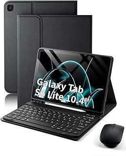 Capa com teclado para Samsung Galaxy Tab S6 Lite 10,4 polegadas, mouse e capa fina com teclado destacável e suporte para S Pen - Preto