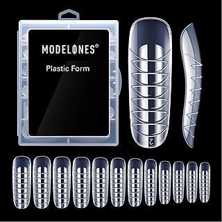 MODELONES Extensão de gel de polipropileno, forma dupla para unhas, 120 peças, unhas de caixão, pontas de unhas de bailarina transparentes, cobertura total