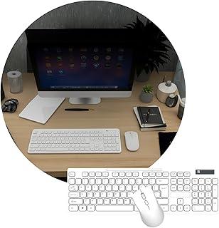 Kit Teclado Mouse Sem Fio, Wireless, Alcance de 10 metros, ABNT2 Brasileiro, Compatível com PC, Notebook, Vídeo Game, TV (Branco)