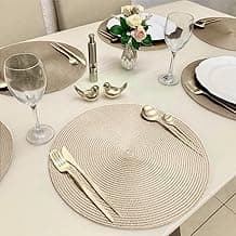 Kit 6 Peças Jogo Americano Redondo - Sousplat Redondo para Mesa Posta - Jogo Americano Elegante para Jantar, Almoço e Café - UpShop (Areia) com 10% de desconto por R$ 58,41 na amazon