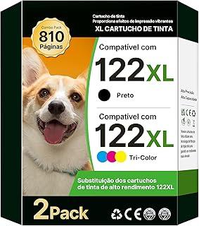 TECKKIN Cartucho de Tinta Compatível com HP 122 122XL Compatíveis com HP DeskJet 1000 1010 1050 1051 2050 3000 3050 3510 (1 Preto 1 Colorido)