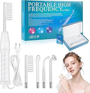 Aparelho Alta Frequência Estética Portátil, Aparelho de Alta Frequência Facial e Capilar com 4 Eletrodos, Kit de Alta Frequência para Tratamentos Faciais e Capilares