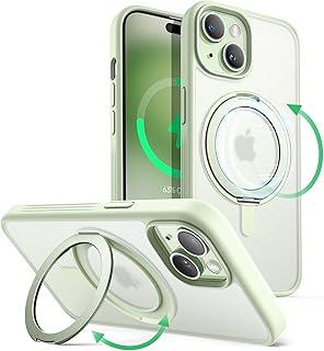 JETech Capa de Anel Giratório de 360 Graus para iPhone 15 6,1 Polegadas Compatível com MagSafe, Case de Telefone Fina Capinha à Prova de Choque com Suporte & Suporte de Anel (Verde)
