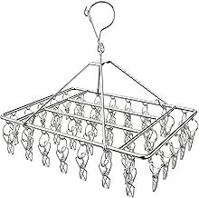 Varal Suspenso Aço Inox Premium, 40 Prendedores Anti-Vento para Teto ou Parede Compacto para Apartamento, Ideal para Peças Pequenas