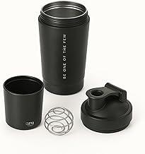 Coqueteleira Aço Inox 600ml com Compartimento Inferior ELLYM NUTRITION Misturador Ideal Shakes (Preto)