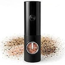 Moedor Elétrico Automático de Temperos, Sal, Pimenta e Especiarias Inox com Luz LED, Operação com Uma Mão, Ajuste de Moagem, Recipiente Transparente – Ideal para Cozinha e Churrasco