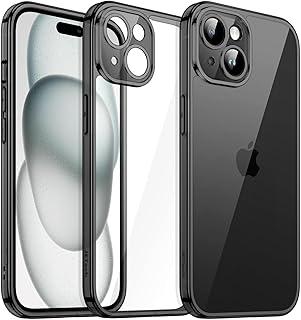 JETech Capa para iPhone 15 6,1 Polegadas, Case Protetora Anti-Amarelamento para Celular à Prova de Choque, Proteção Total da Lente da Câmera, Parte Traseira Transparente Anti-Riscos (Preto)
