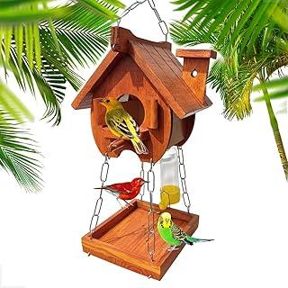 Comedouro E Bebedouro Casinha De Passarinho Madeira Tratada