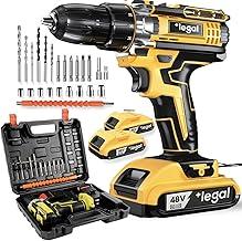 Furadeira e Parafusadeira 48V com 2 Baterias e Acessórios e Maleta Alta Torque para Uso Profissional e Projetos DIY Residenciais Jogo de Ferramentas Profissional (Furadeira-48V-2 Bateria)