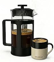 Prensa Francesa 350ml em Aço Inox e Vidro, French Press, Cafeteira Francesa com Filtro Permanente, Ideal para Café e Chá Gourmet, Extração Intensa e Fácil de Usar