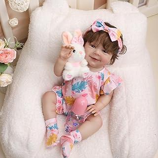Bebê Reborn Boneca de Silicone Menina Realista 48cm Pode Dar Banho (Menina Olhos Castanhos)