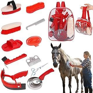 Kit 12 de cuidados para cavalos, suprimentos para quarto, conjunto de escovas para cavalos com Bolsa organizadora, kit de limpeza de cuidados com equinos e ferramentas de massagem