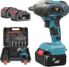 Chave de Impacto Elétrica Sem Fio 800N.M 68V - Kit com 2 Baterias 1.3Ah, Motor Brushless, Entrada Dupla 1/2" e 1/4", Carregador Rápido e Acessórios Completos