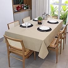 Toalha de Mesa 8 Lugares Quadrada 2,10m x 2,10m Bege Texturatta Acabamento Alta Durabilidade COZZILAR