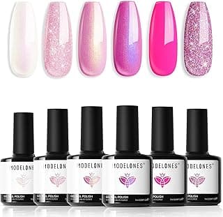 modelones Pink Glitter Gel Nail Polish Set, 6 Colors hot pink Tones Sparkle Pink Shades Shimmer Cat Eye for Women Girl Nail Lovers Gift Salon DIY Nail Art Gel Nail Kit com 10% de desconto por R$ 71,09 na amazon