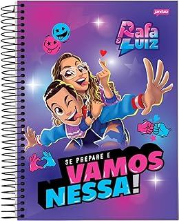 Jandaia - Caderno Espiral Universitário Capa Dura 10 Matérias 160 Fls Rafa e Luiz Personagens