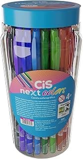 CIS Caneta Esferográfica 0.7mm NEXT COLORS, Pote com 50 unidades, Cores Sortidas
