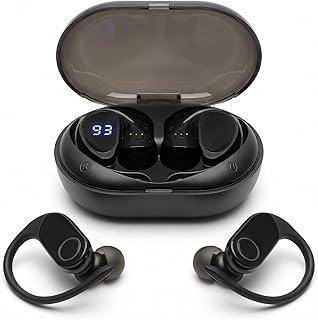Fone Bluetooth Esportivo TWS com Gancho Anti-Queda – Som Potente 10mm, Bluetooth 5.3 Estável, + de 20h de Bateria e Alcance 15m – Compativel com Android e iPhone