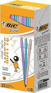 530017 - Caneta Esferográfica Escrita Média, Cristal Efeito Matte, BIC, 25 Unidades Sortidas