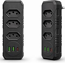 Adaptador Para Tomada Benjamin Extensão Filtro de Linha com 3 Tomadas Pino 2 Portas Interfaces USB convencional e 1 Porta USB-C Tipo-C 10A 2500w Linha Premium