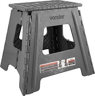 Vonder, Banqueta Plástica Dobrável, Cinza, Altura 360 Mm