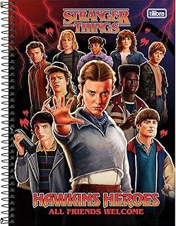 Tilibra - Caderno Espiral Capa Dura Universitário Connect 10 Matérias Stranger Things 160 Folhas - Hawkins Heroes
