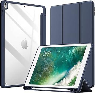 JETech Capa para iPad Pro 10,5 Polegadas e iPad Air 3 (10,5 Polegadas 2019, 3ª Geração) com Porta Pencil, Estojo Traseira Transparente, Suporte Fino, Capa para Tablet à Prova de Choque (Marinha)