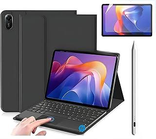 Capa com Teclado para Redmi Pad 2 com Mouse Touchpad e Compartimento para Caneta + Película Paperlike para Redmi Pad 2 + Caneta Precision - FD Acessórios. (Kit Capa + Pelicula + Caneta)
