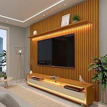 Rack com Painel Ripado para Tv até 85 Polegadas Led 3 Gavetas com Rodízios 230cm Gelius Naturale Naturale