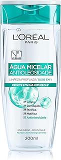 L'Oréal Paris Água Micelar Efeito Matte Solução de Limpeza Facial 5 em 1, 200ml