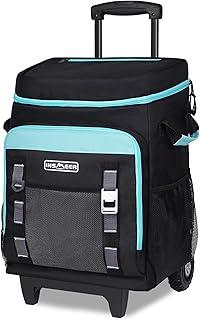 INSMEER Cooler com Rodas e Alça, 80 Latas/50L Bolsa Termica, Carrinho de Cooler Retrátil 2-em-1, Coolers Grandes para Compras de Supermercado, Praia, Piquenique, Acampamento