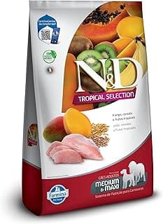 N&D Tropical para Cães Adultos de Raças Médias e Grandes Sabor Frango, Cereais e Frutas Tropicais 12Kg