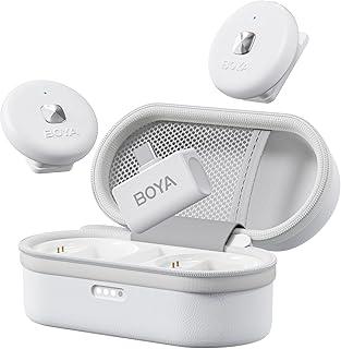 Microfone de Lapela Boya Omic-U 2.4GHz USB-C Branco: Áudio Profissional de Alta Definição para Podcasts, Entrevistas e Lives