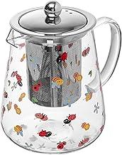 LYOR - Chaleira com Filtro de Aço Inox Garden Party 750ml Vidro Borossilicato Resistente ao Calor e Fogo -